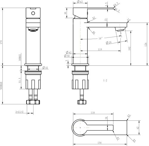 Смеситель для раковины STWORKI Рандерс HWM0501-A01BK в Чайковском